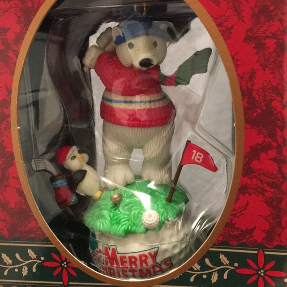 Set of 3 Sports Christmas Ornaments Golf/Baseball - Picture 3 of 8